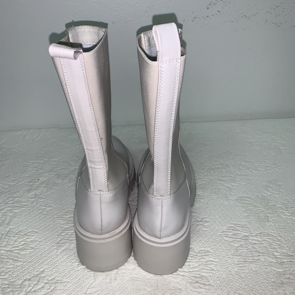 Steve Madden Hesitant Bone Block Heel Pull On Mid Calf Chunky Moto Ankl Boot 7.5 - Picture 4 of 5